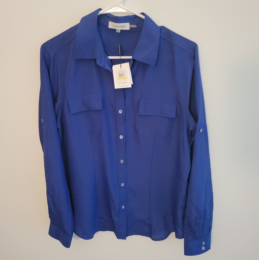 Calvin Klein Dark Blue Designer Button Up Size Medium